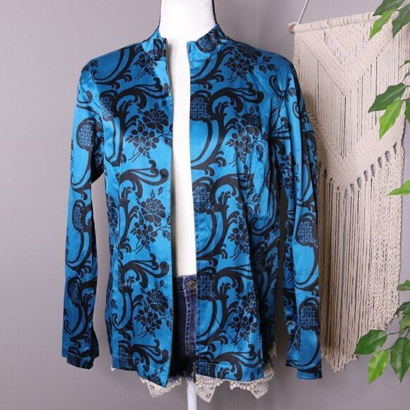 Additions by Chicos | Floral Satin Zip Up Jacket - Picture 2 of 6